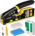 Lsoar RJ45 Crimp Tool Kit Pass Through RJ45 Crimper, Ethernet Crimping Tool Yellow