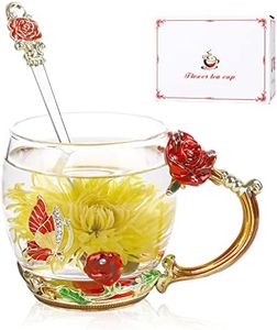 onepeng Mothers Day Tea Cup,Tea Party Tea Cups,Durable Sturdy Tea Cups and Saucers,used for Collection Tea Cup Set, Gifts for Mom Glass Tea Cups with Spoon