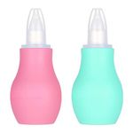 Firtink 2 Packs Baby Nasal Aspirator, Nasal Aspirator Newborn, Baby Nose Sucker Baby Nose Cleaner Baby Nasal Cleaner Mucus Removal for Newborns&Toddlers(Pink+Green)