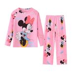 Cute Cartoon Print 2-Piece Short-Sleeved Children's Pajamas Children's top Shorts Pajamas Suit 2-13-year-old Girl Pajamas Round Neck Long-Sleeved Suit(02-Hot Pink,6-7 Years)