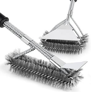BBQ Grill Brushes, 2 Packs BBQ Brush Cleaner for Grill, Stainless Steel BBQ Cleaning Brush with Scraper, BBQ Brush Bristle Free Suitable for Gas, Charcoal, Infrared & Barbecue Grill
