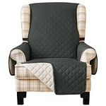 DyFun Wingback Chair Slipcover 1 Piece Wing Backed Chair Cover Reversible Armchair Cover Stretch Arm Chair Covers with Pocket for Living Room Furniture Protector for Pets Kids (Grey)