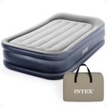 Intex Polyvinyl Chloride (Pvc) Dura-Beam Standard Series Deluxe Pillow Rest Raised Airbed With Internal Pump, Twin - Multicolor