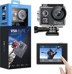 AKASO V50 Elite 4K/60fps Touch Screen WiFi Action Camera Voice Control EIS 40m Waterproof Camera Adjustable View Angle 8X Zoom Remote Control Sports Camera with Helmet Accessories Kit