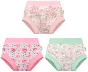 ALVABABY 3 Pack Reusable Baby Girls Swim Diapers UPF 50+ Washable Toddler Beach Diapers