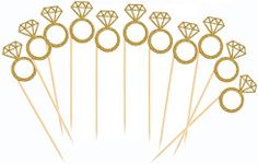 50 Pack Cupcake Toppers Gold Glitte