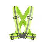 Indiana as offered by nature High Visibility Protective Safety Reflective Vest Belt Jacket, Night Cycling Reflector Strips Cross Belt Stripes Adjustable Vest - Green