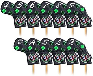 Big Teeth Golf Iron Covers Iron Head Covers, Lucky Clover Iron Covers Long Neck Golf Iron Head Covers, 11Pcs Golf Iron Covers Set Golf Club Covers for Irons Fit Taylormade SIM Cleveland Callaway Etc