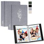 Lanpn Photo Album 3x5 3.5x5 2 Packs, Linen Hard Cover Small Archival Acid Free Top Load Pocket Photo Book with Sleeves that Holds 52 Vertical Only 3.5 x 5 Picture (Grey)