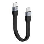 CableCreation Mfi Certified Short USB C To Lightning Cable 0.5 Feet, Power Delivery Fast Charging Lightning Cable, for Apple Type C Cable for iPhone 14/14 Pro/13/12/12 Pro/11/X/XR/8/8 Plus/7/6S,Black