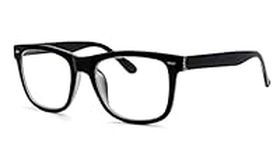 Eyekepper Design Reading Glasses Square Large Lenses Reader Eyeglasses for Women Reading Spring-Hinges Black