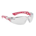 Bolle Safety Rush+ Safety Glasses, Pink & White Frame, Clear Lenses