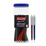 Reynolds JETTER CLASSIC Ball Pen SET - 20 PENS BLUE | MULTI BODY COLOR BALL PEN WITH COMFORTABLE GRIP |BLUE BALL PENS FOR WRITING | PEN FOR PROFESSIONALS | 0.7 mm TIP SIZE