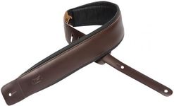 Levy's Leathers 3" Leather Guitar Strap with Foam Padding and Garment Leather Backing; Dark Brown (DM1PD-DBR)