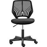 Yaheetech Armless Office Chair Adjustable Computer Chair Swivel Chair with Rolling Wheels and PP Back Support for Home Office Students Study Black