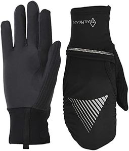 Women's Touchscreen Gloves with Reflective Waterproof Mitten Shell - Convertible Running Gloves - Medium/Large