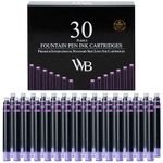 Wordsworth & Black Fountain Pen Ink Refills - Set of 30 Purple Ink Cartridges - International Standard Size - Length APPR 2.04 Inch - Base Diameter APPR 0.24 Inch - Disposable and Generic