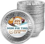 Mini Pie Tins 2.9 Inch - 200 Pack Disposable Aluminum Foil Pie Pans | Durable, Lightweight & Stackable for Oven & Freezer | Great for Tarts, Baking, Meal Prep, Catering, Takeout, Parties, and Desserts