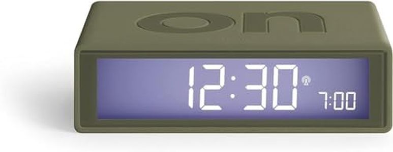 Lexon Flip+ Radio-Controlled Reversible LCD Alarm Clock, Khaki