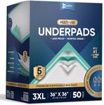 50 Pack Disposable Bed Pads 36 x 36 Inches, Super Absorbent Extra Large Incontinence Underpads, 125 Gram Heavy Duty Ultra Absorbency Medical Chux, Baby Changing Liner, Dog Puppy Pet Training Pee Pad