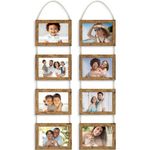 Icona Bay 4x6 (10x15 cm) Wall Hanging Picture Frames Collage w/ 8 Openings (Rustic Brown, 2 Pack), Casual Style Wood Composite Frames, Wall Mount Only, Bliss Collection