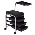 Sweetpea Trolley for Pedicure Manicure Nail Cart Stool Chair Salon SPA with Shelves (Black)