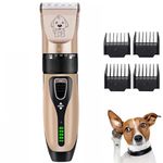 Roziapro Hair Clippers for Pets Cordless Dog Hair Trimmers Low Noise Cat Clipper Professional Grooming Kit for Dogs & Cats (Gold)