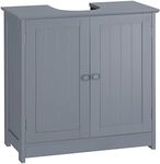 HOMCOM Under Sink Bathroom Cabinet with 2 Doors and Shelf, Pedestal Sink Bathroom Vanity Furniture, Grey
