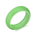 Simple Solid Dome Gemstone Eternity Stackable Dyed Green Jade Band Ring For Women For Teen August Birthstone