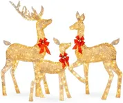 Best Choice Products 6.5ft 3-Piece Large Lighted Christmas Deer Family Set, Outdoor Yard Decoration with 385 LED Lights, Stakes, Zip Ties - Gold