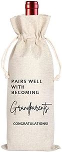 Maydvdv Grandparents Wine Themed Announcement,Gandma Grandpa Wine Bag,Grandparents Gift,New Grandparents,Pairs Well With Becoming Grandparents Congratulations（11MA02）