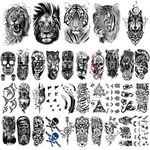 MAYCREATE® 35 Sheets Black Tatto Sticker Beast Temporary Tattoos Stickers on Arm Large Tattoo Stickers Assorted Tatto Sticker for Men Body Art Tattoos Art Waterproof Temporary Tattoos Stickers