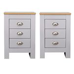 Yaermei Homeke 2/3 Drawers Bedside Table Nightstand Chest of Drawers Bedroom Furniture 2 Colors (3-drawers set-Grey)