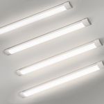 Glirowy 4 Pack 4FT LED Batten Light Low Profile Wall Ceiling Surface Mounted Fitting, IP20 40W Slim Wide Tube Lighting for Home/Office/Shop/Warehouse, Daylight White 4000K