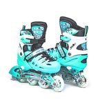 Scale Sports - Adjustuble Roller Skates with light up wheels for children and adults - Kids Inline Roller Skates (mint, UK 2-4.5 (EU 34-37 M)