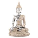 Nicoone Buddha Ornaments for Home Decoration, Meditating Seated Buddha Statue,Sandstone Resin Carving Figurine Craft for Home Decoration Table Ornament- Gray