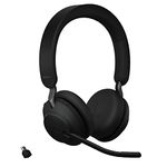 Jabra Evolve2 65 MS Wireless Headphones with Link380c, Stereo, Black – Wireless Bluetooth Headset for Calls and Music, 37 Hours of Battery Life, Passive Noise Cancelling Headphones