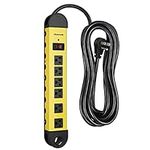 DEWENWILS Metal Power Bars with Surge Protector, 6-Outlet Heavy Duty Power Strip with 15FT Long Extension Cord, 14AWG/3C, 1800W/15A, 900 Joules, Low Profile Flat Plug, Wall Mountable, UL Listed