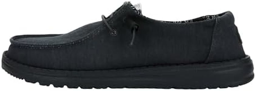 HEYDUDE Women's Wendy Canvas, Womens Shoes, Women's Slip-on Loafers, Comfortable & Light-Weight Black/Black