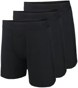 Tommy John Men's Second Skin Relaxed Fit Boxers - 3 Pack - No Ride-Up Comfortable Breathable Underwear for Men (Black, Small)