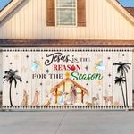 Outus Nativity Christmas Garage Door Cover Jesus Is the Reason for the Season Backdrop Nativity Scene Religious Banner Background for Xmas Holiday Church Home Outdoor Indoor Party Supplies 13 x 6 ft