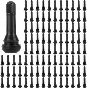 Elsjoy 100 Pack TR414 Tire Valve Stems, Tubeless Rubber Snap-in Tire Valve Stem, Short Black Tire Valve Stem, Fits 0.453 Inch Rim Holes on Standard Vehicle Tires
