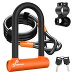 Sportneer Bike U Lock Heavy Duty Anti-Theft Bike Lock - Bicycle Lock High Security 16mm Shackle and 5ft/1.5m Steel Cable with Mounting Bracket for Road Bike Mountain Bike Folding Bike