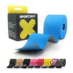 SPORTTAPE Extra Sticky Kinesiology Tape, 5cm x 5m - Blue | Hypoallergenic, Waterproof K Tape | Physio, Medical Sports Tape for Muscle Injury, Support | Uncut - Single Roll