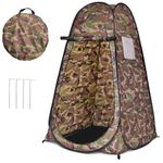 SPOTRAVEL Pop Up Shower Tent, Portable Instant Camping Privacy Toilet Tent with Mesh Windows, Zippered Door & Carry Bag, Outdoor Bathroom Changing Room Tent Shelter for Fishing Hiking (Camo)