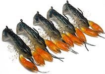 5PCS Inner Shaky Head jig Tail Soft Craw baits 3D scan of Actual Crayfish