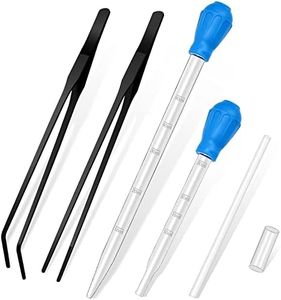 AHIER 2 Pieces Stainless Steel Straight and Curved Feeding Long Tweezers, Acrylic Coral Spot Feeder Tube Reptile Tools for Aquatic Plant Lionfish Marine Fish