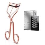 Eyelash Curler with 5 Replacement Pads, Contains Tweezers and a Velvet Bag, Kaasage Lash Curler Fit All Eye Shape, No Pinching or Hurting Face