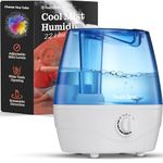 Cool Mist Humidifiers for Bedroom - 2.2L Water Tank, Baby, Office, Quiet Ultrasonic Air Vaporizer, Adjustable Mist Level, 360 Nozzle Rotation, Auto-Shut Off, Large Area Humidifier Easy Fill and Clean (Blue)