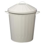 simpa 40L Colourful Vintage Style Metal Tapered Dustbins & Lids - Cream 46cm (H) x 32.5cm (Dia)